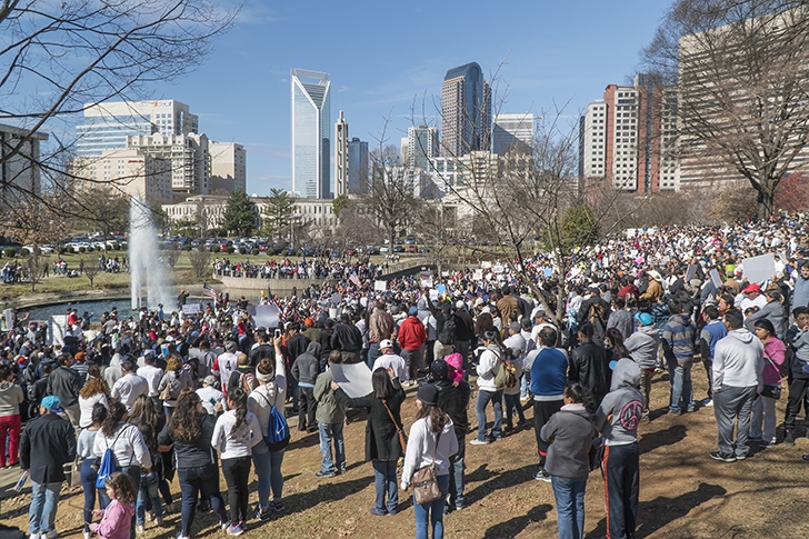 Day Without Immigrants Rally in Uptown Charlotte in February 2019
