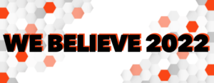 fundraiser, we believe logo